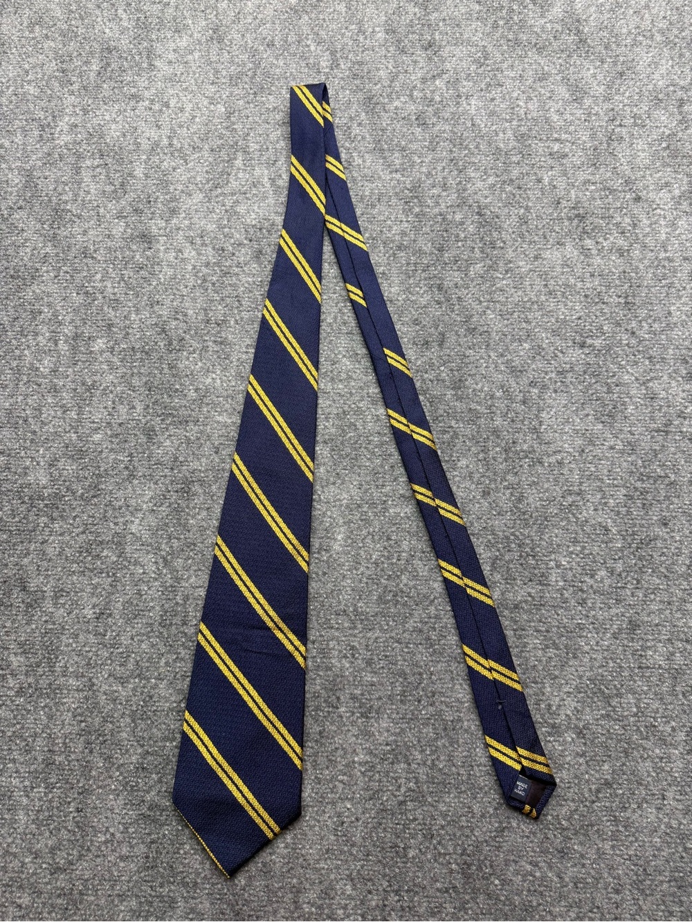 Polo Ralph Lauren Navy and Yellow Striped Men's Tie 100% Silk